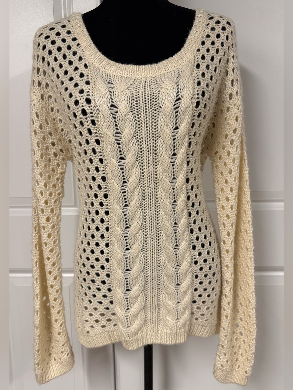 JCP Vintage Open Weave Cable Knit Sweater